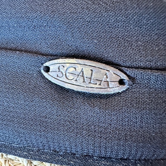 Scala Collezione Sun Hat Womens OS‎ Tan Black Band Wide Brim Straw Beach Classic main image 5